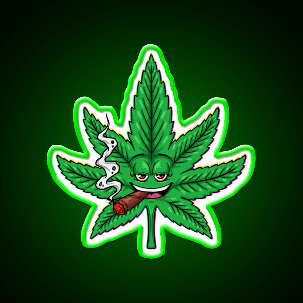 Weed Leaf Blunt Hemp Inspired Green Leaf Led Neon Sign Rgb Color - Shineneon