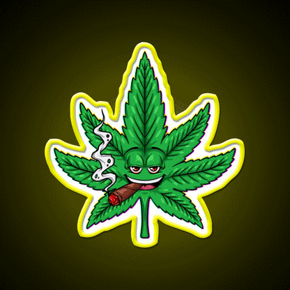 Weed Leaf Blunt Hemp Inspired Green Leaf Led Neon Sign Rgb Color - Custom LED neon sign front view