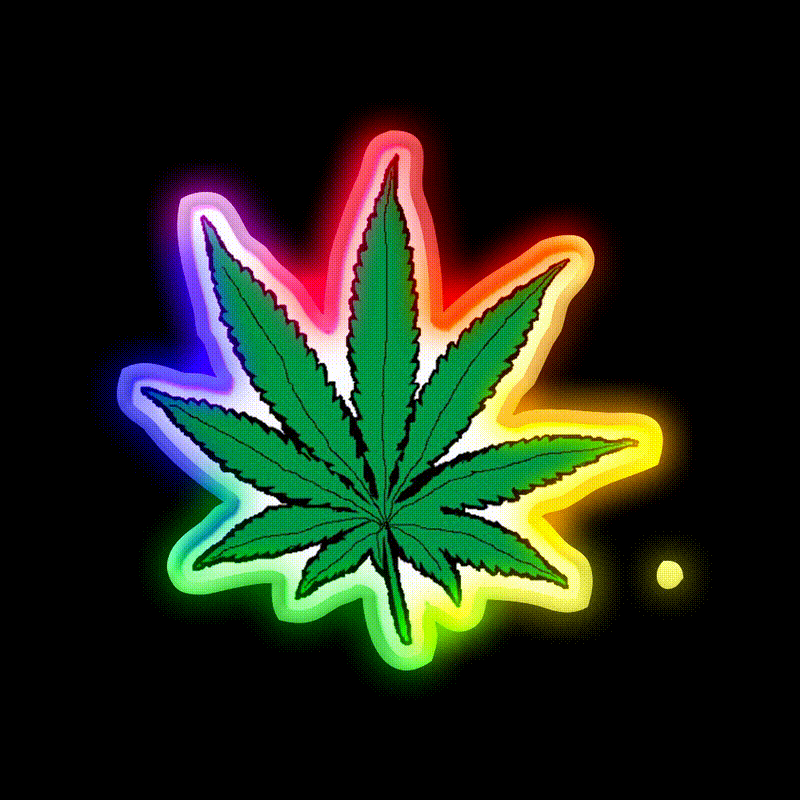 Weed Leaf Hemp Inspired Green Leaf Led Neon Sign Rgb Color - LED neon sign close-up detail