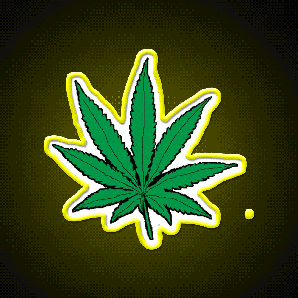 Weed Leaf Hemp Inspired Green Leaf Led Neon Sign Rgb Color - Custom LED neon sign front view
