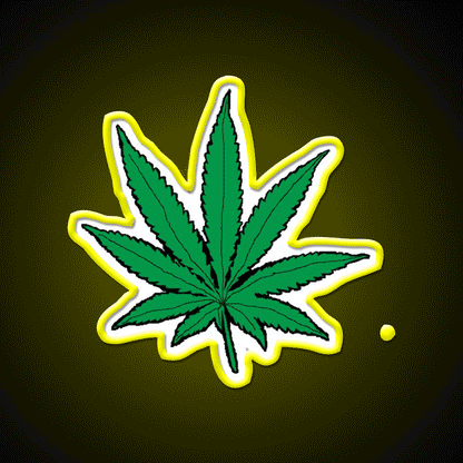 Weed Leaf Hemp Inspired Green Leaf Led Neon Sign Rgb Color - Custom LED neon sign front view