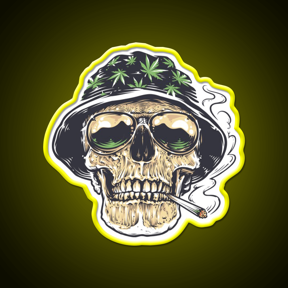 Weed Skull Hemp Inspired Green Leaf Led Neon Sign Rgb Color - Shineneon
