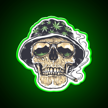 Weed Skull Hemp Inspired Green Leaf Led Neon Sign Rgb Color - Shineneon