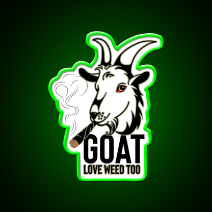 Weed Smooking Goat Hemp Inspired Green Leaf Led Neon Sign Rgb Color - LED neon sign view 8