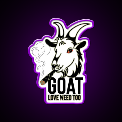 Weed Smooking Goat Hemp Inspired Green Leaf Led Neon Sign Rgb Color - LED neon sign view 9