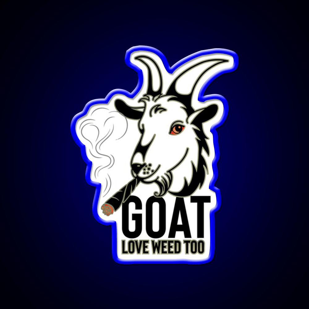 Weed Smooking Goat Hemp Inspired Green Leaf Led Neon Sign Rgb Color - Shineneon