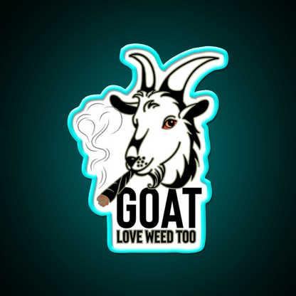 Weed Smooking Goat Hemp Inspired Green Leaf Led Neon Sign Rgb Color - Shineneon