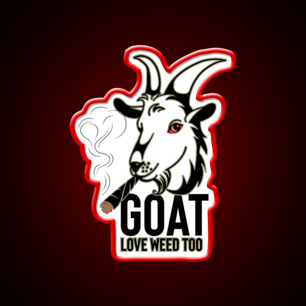 Weed Smooking Goat Hemp Inspired Green Leaf Led Neon Sign Rgb Color - Shineneon