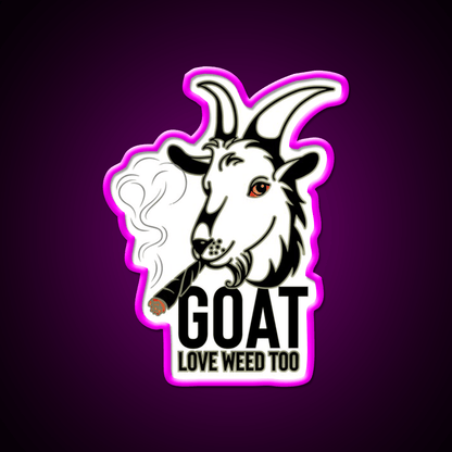 Weed Smooking Goat Hemp Inspired Green Leaf Led Neon Sign Rgb Color - Shineneon
