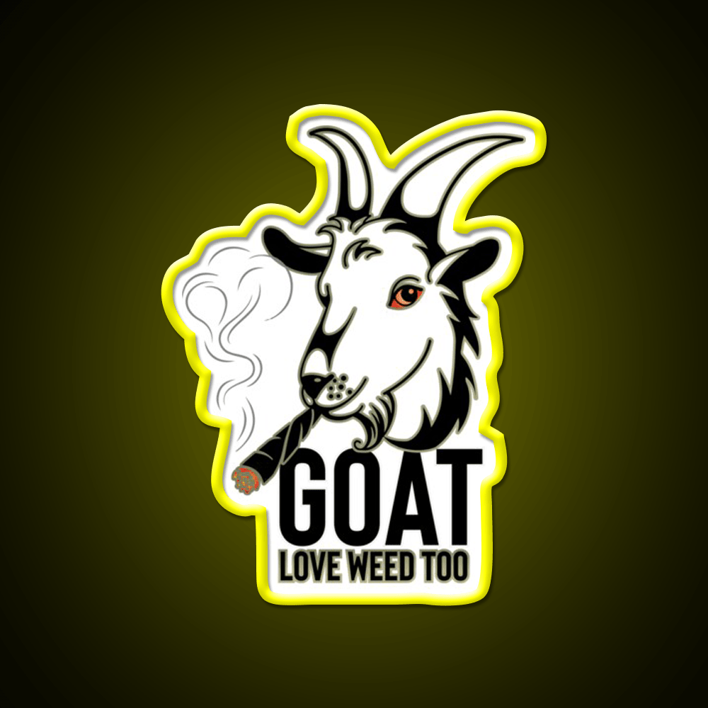 Weed Smooking Goat Hemp Inspired Green Leaf Led Neon Sign Rgb Color - Shineneon