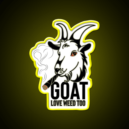 Weed Smooking Goat Hemp Inspired Green Leaf Led Neon Sign Rgb Color - Shineneon