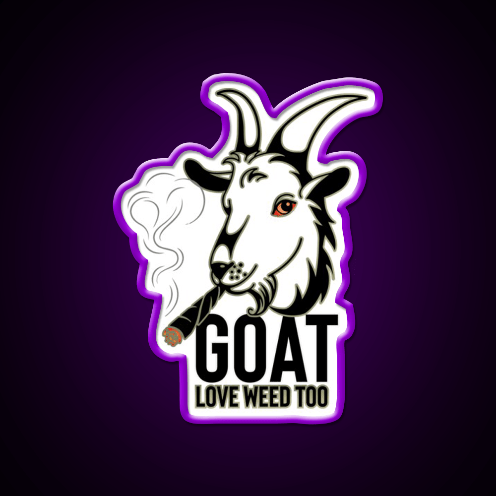 Weed Smooking Goat Hemp Inspired Green Leaf Led Neon Sign Rgb Color - Shineneon