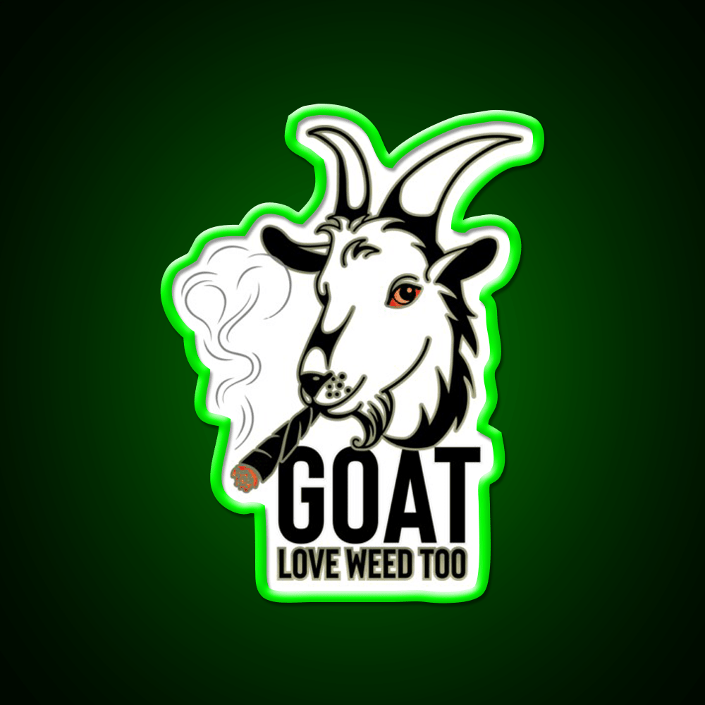 Weed Smooking Goat Hemp Inspired Green Leaf Led Neon Sign Rgb Color - Shineneon