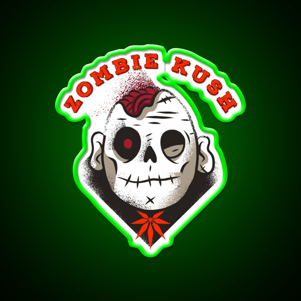 Weed Strain Zombie Kush Hemp Inspired Green Leaf Led Neon Sign Rgb Color - LED neon sign view 8