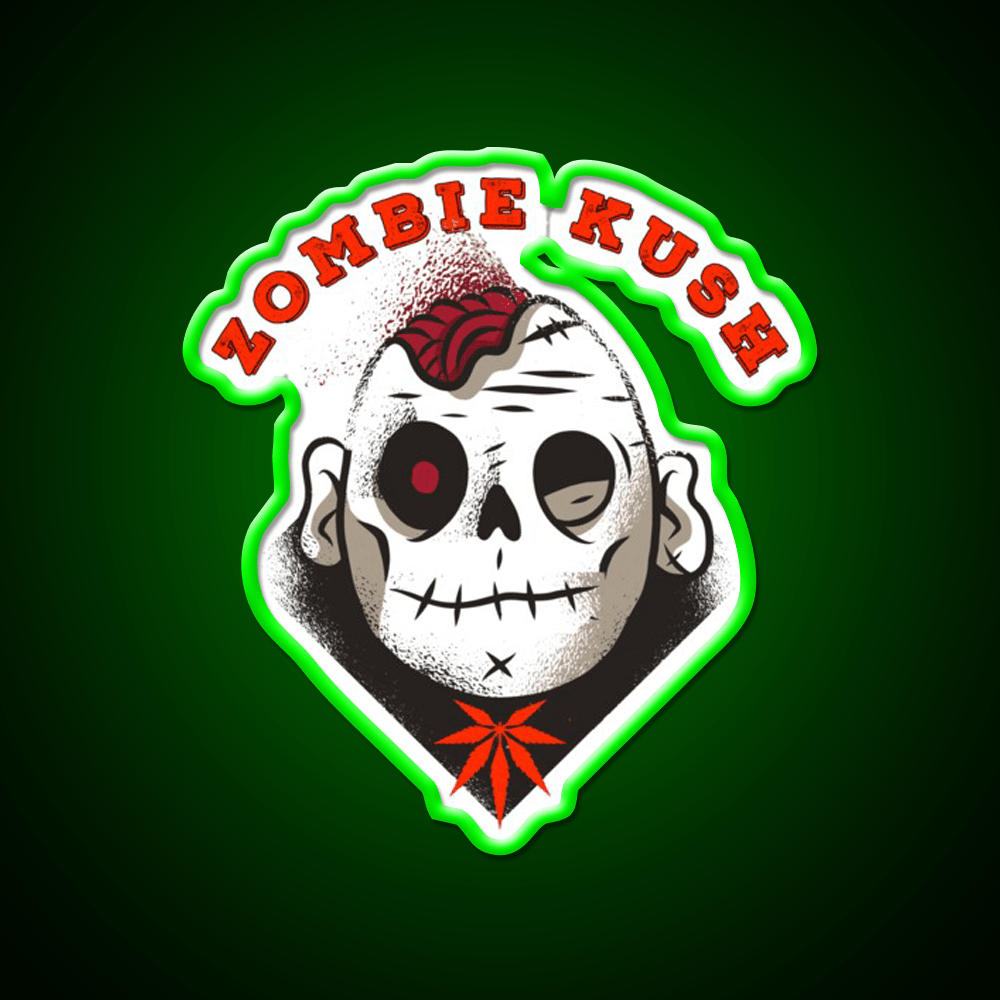 Weed Strain Zombie Kush Hemp Inspired Green Leaf Led Neon Sign Rgb Color - Shineneon