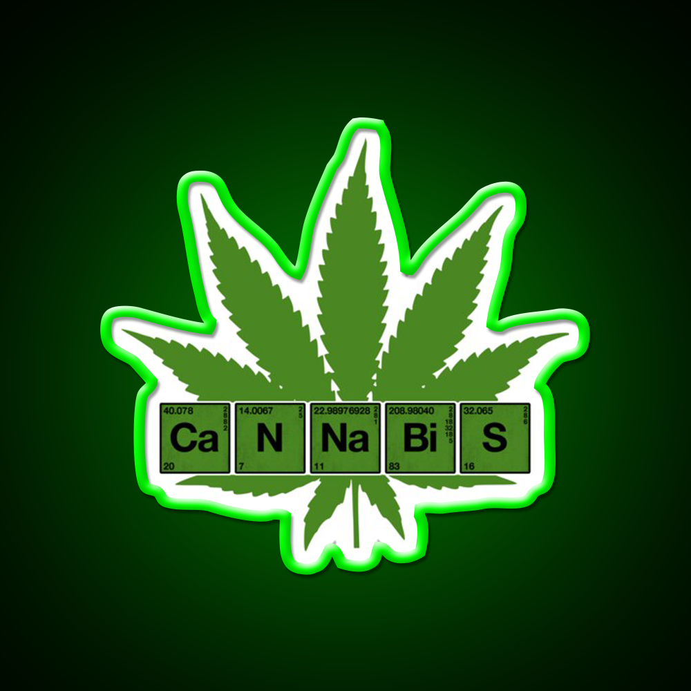 Weed Table Of Elements Pse Hemp Inspired Green Leaf Led Neon Sign Rgb Color - LED neon sign view 8