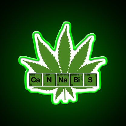 Weed Table Of Elements Pse Hemp Inspired Green Leaf Led Neon Sign Rgb Color - LED neon sign view 8
