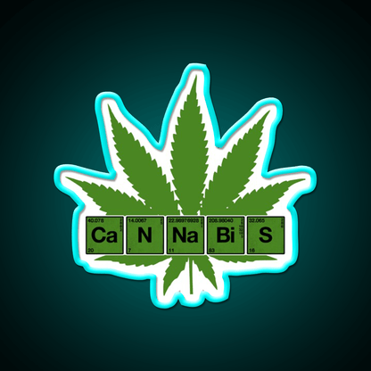 Weed Table Of Elements Pse Hemp Inspired Green Leaf Led Neon Sign Rgb Color - Shineneon