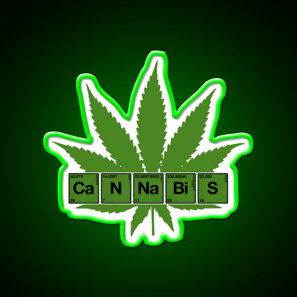 Weed Table Of Elements Pse Hemp Inspired Green Leaf Led Neon Sign Rgb Color - Shineneon