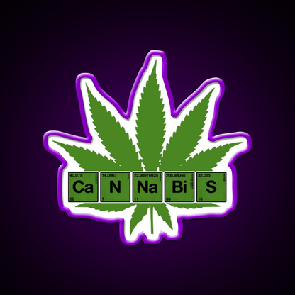 Weed Table Of Elements Pse Hemp Inspired Green Leaf Led Neon Sign Rgb Color - Shineneon