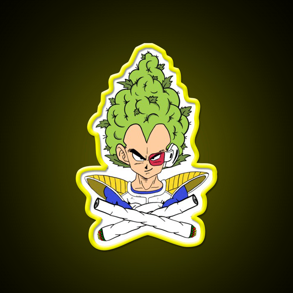 Weed Vegeta Hemp Inspired Green Leaf Led Neon Sign Rgb Color - Custom LED neon sign front view