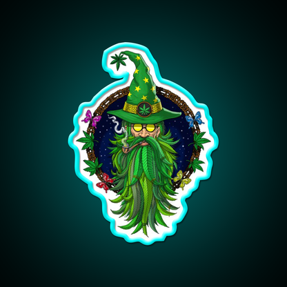 Weed Wizard Hemp Inspired Green Leaf Led Neon Sign Rgb Color