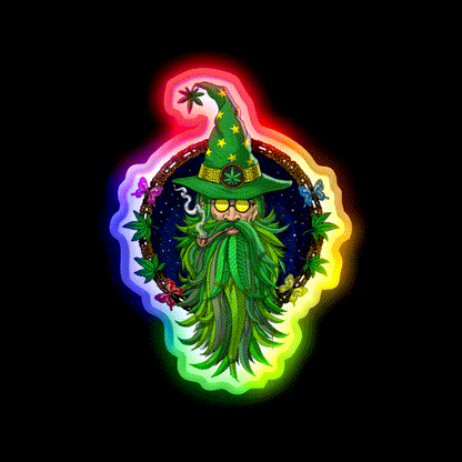 Weed Wizard Hemp Inspired Green Leaf Led Neon Sign Rgb Color - LED neon sign close-up detail
