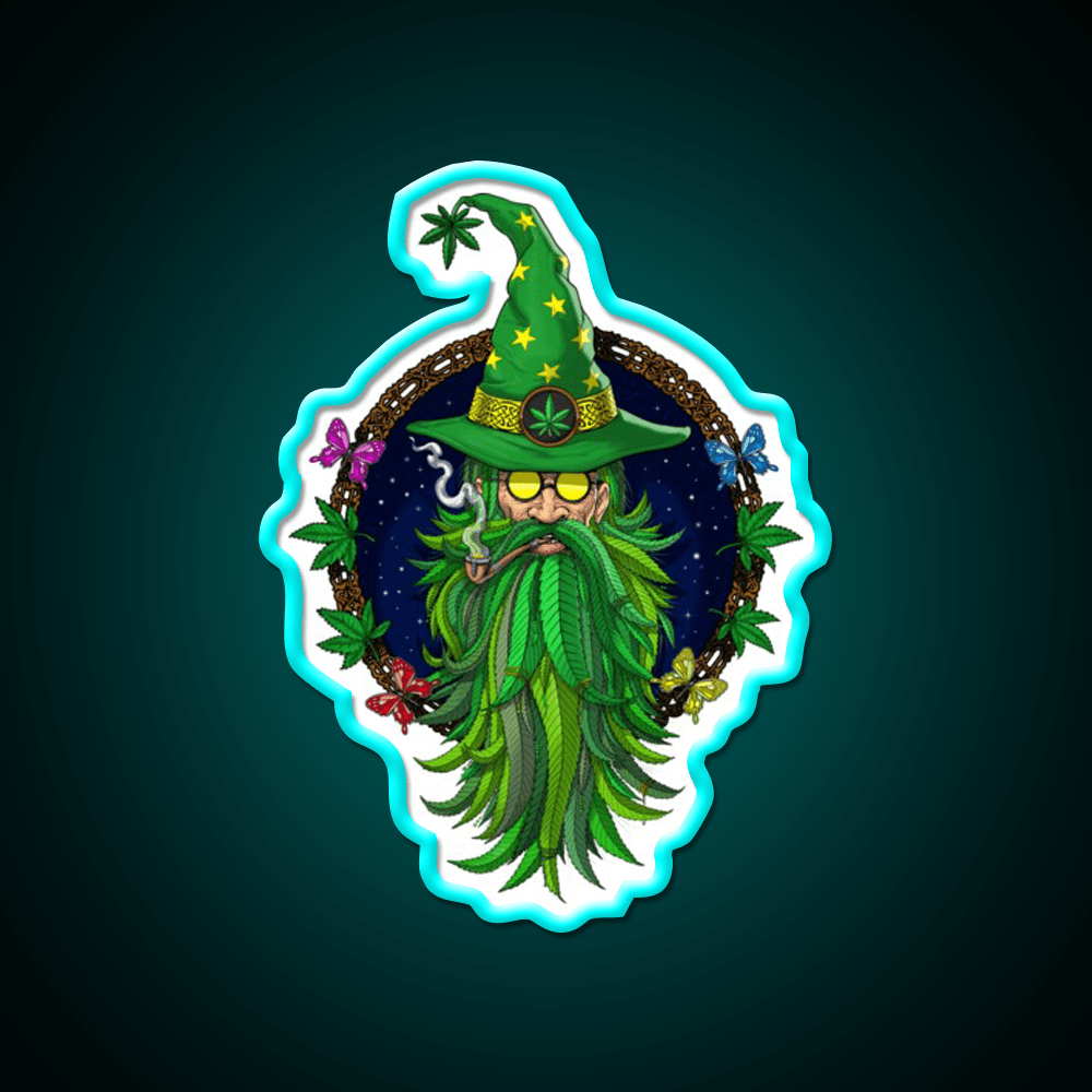Weed Wizard Hemp Inspired Green Leaf Led Neon Sign Rgb Color - Shineneon