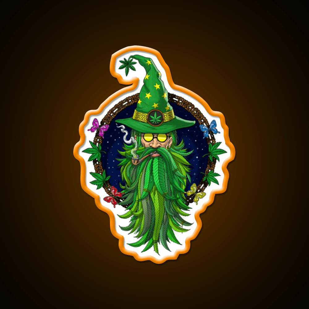Weed Wizard Hemp Inspired Green Leaf Led Neon Sign Rgb Color - Shineneon