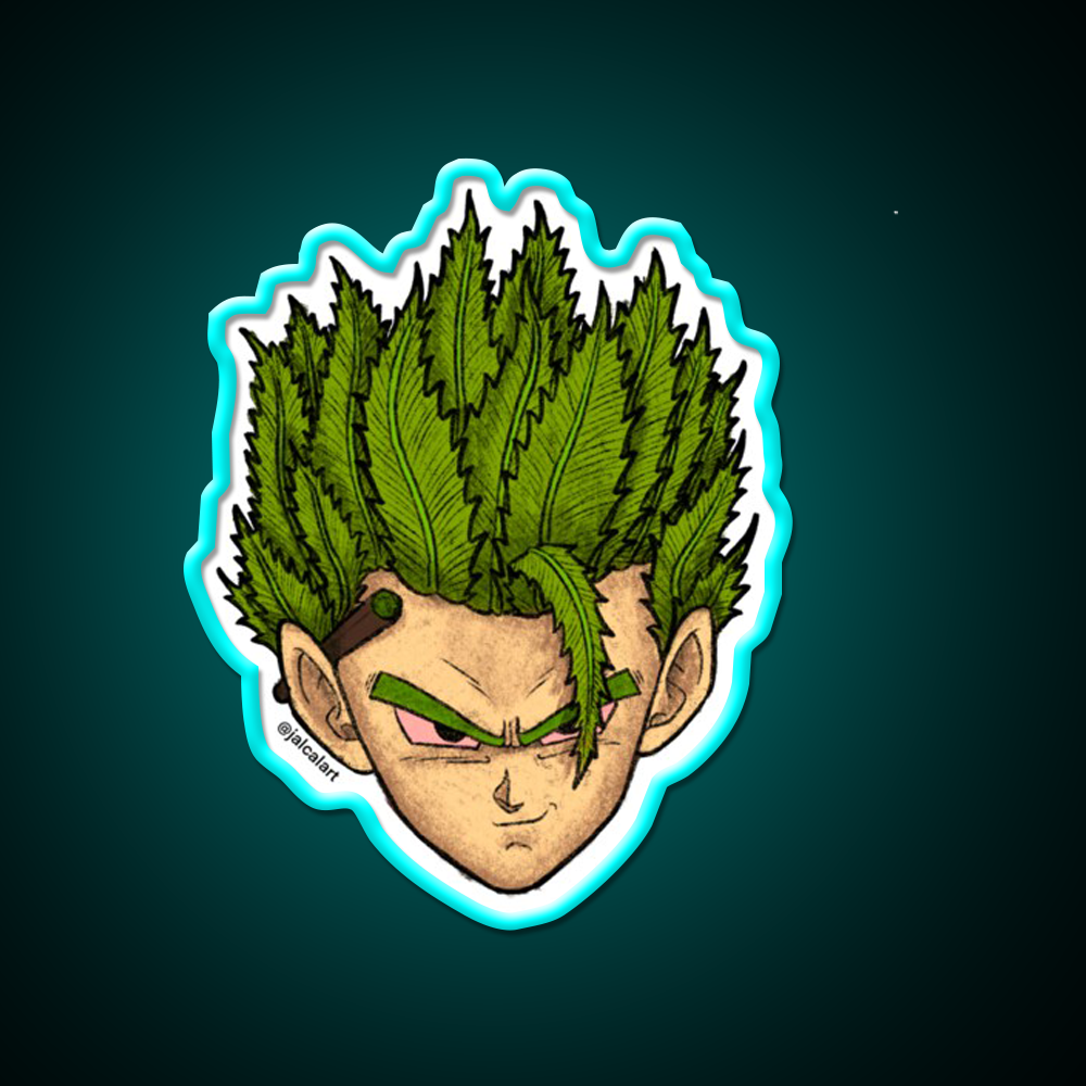 Weedheadz Gohan Hemp Inspired Green Leaf Led Neon Sign Rgb Color - Size and dimension reference