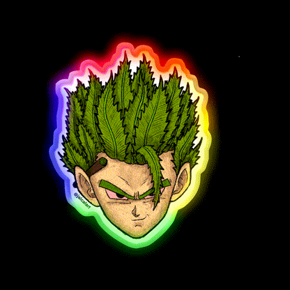 Weedheadz Gohan Hemp Inspired Green Leaf Led Neon Sign Rgb Color - LED neon sign close-up detail