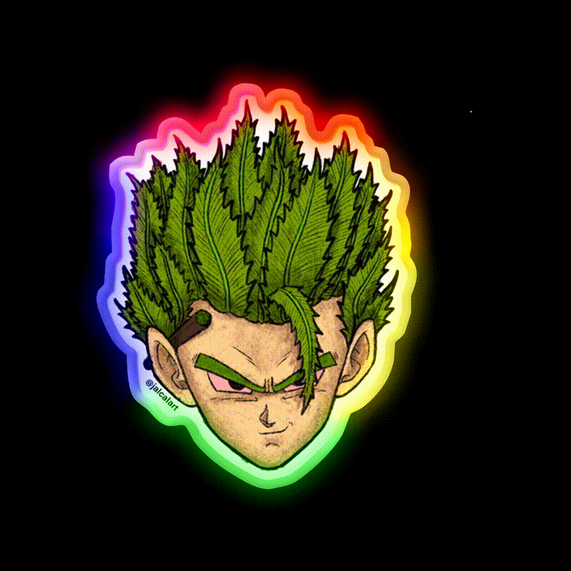 Weedheadz Gohan Hemp Inspired Green Leaf Led Neon Sign Rgb Color - LED neon sign close-up detail