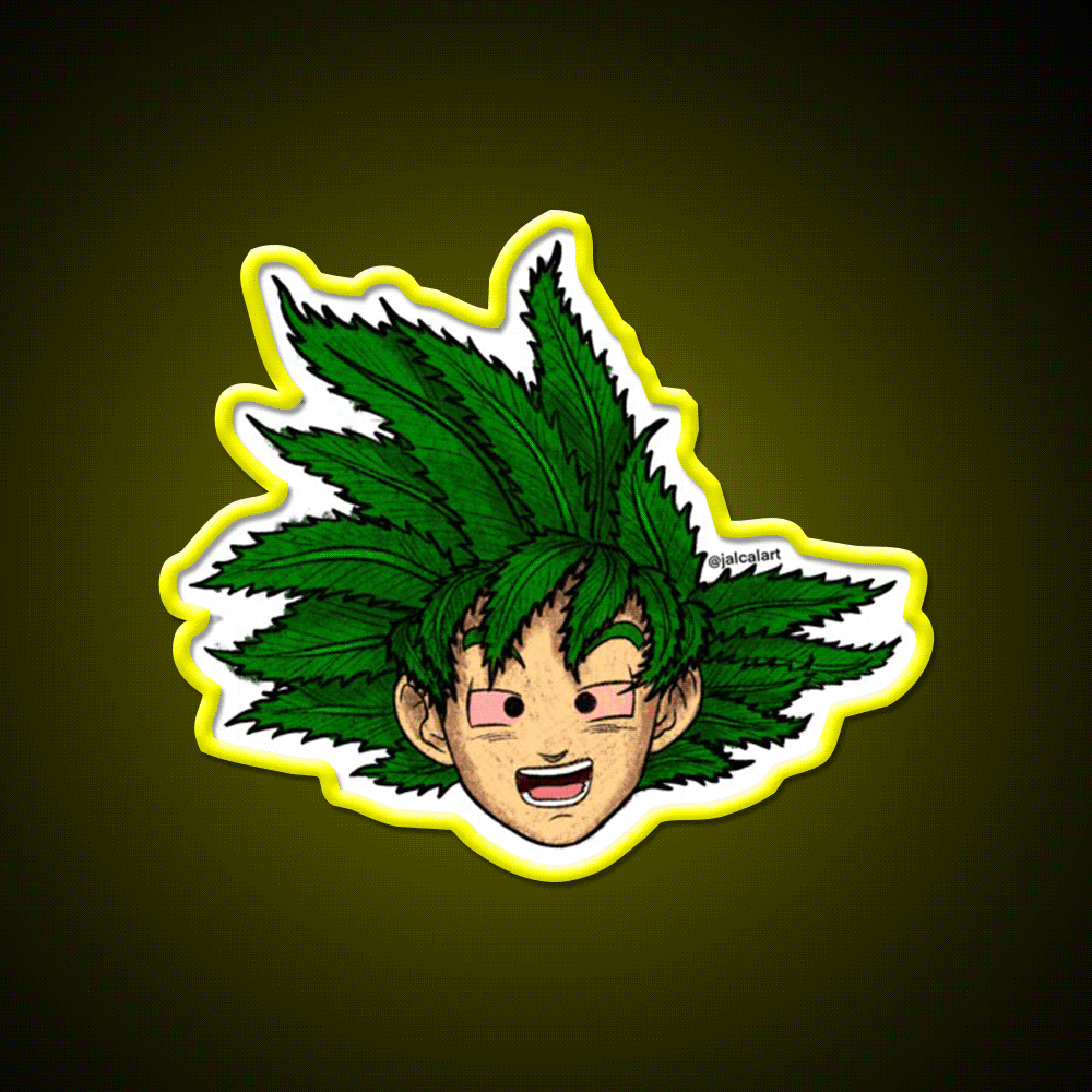 Weedheadz Goku Hemp Inspired Green Leaf Led Neon Sign Rgb Color - Custom LED neon sign front view