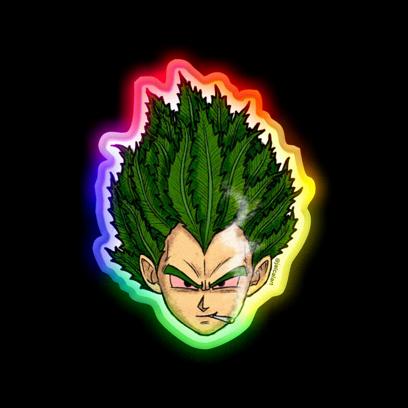 Weedheadz Vegeta Hemp Inspired Green Leaf Led Neon Sign Rgb Color - LED neon sign close-up detail