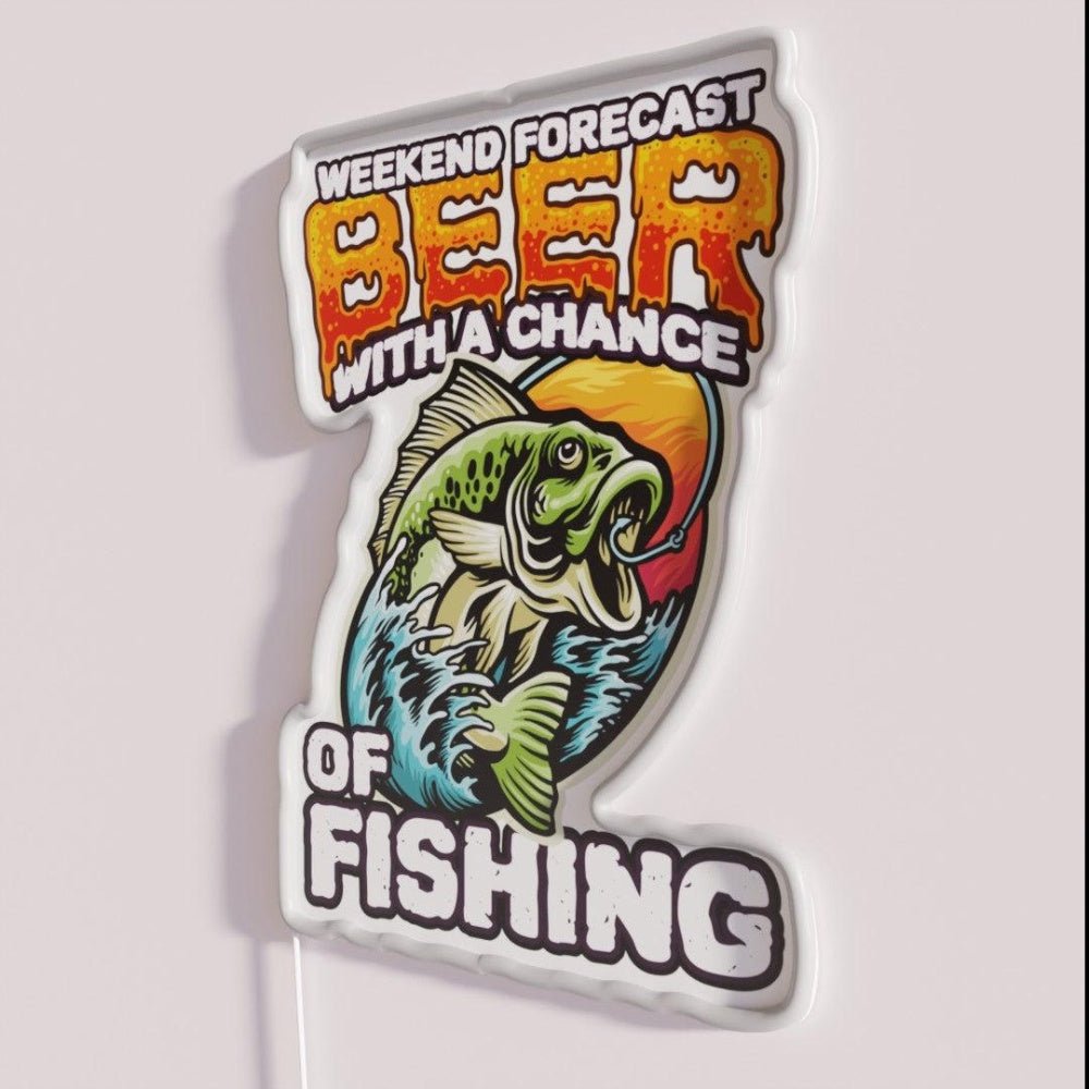 Weekend Forecast Beer With A Chance Of Fishing Bass Rgb Led Neon Sign - Shineneon