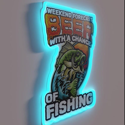 Weekend Forecast Beer With A Chance Of Fishing Bass Rgb Led Neon Sign - Shineneon