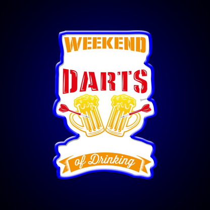 Weekend Forecast Darts With A Drinking Man Cave Bar Led Neon Sign Rgb Color - Size and dimension reference