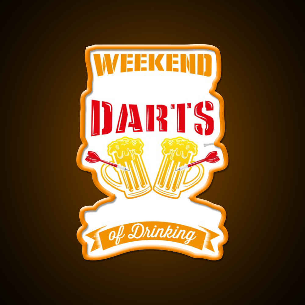 Weekend Forecast Darts With A Drinking Man Cave Bar Led Neon Sign Rgb Color - LED neon sign view 5