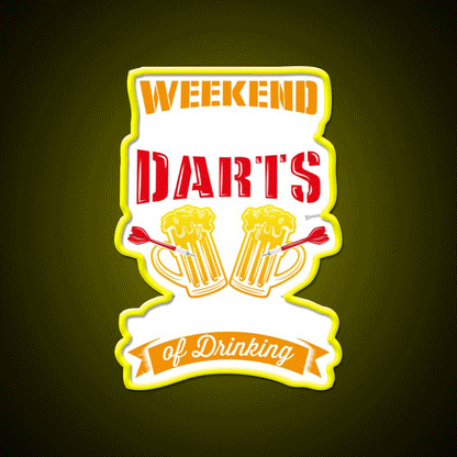 Weekend Forecast Darts With A Drinking Man Cave Bar Led Neon Sign Rgb Color - Custom LED neon sign front view