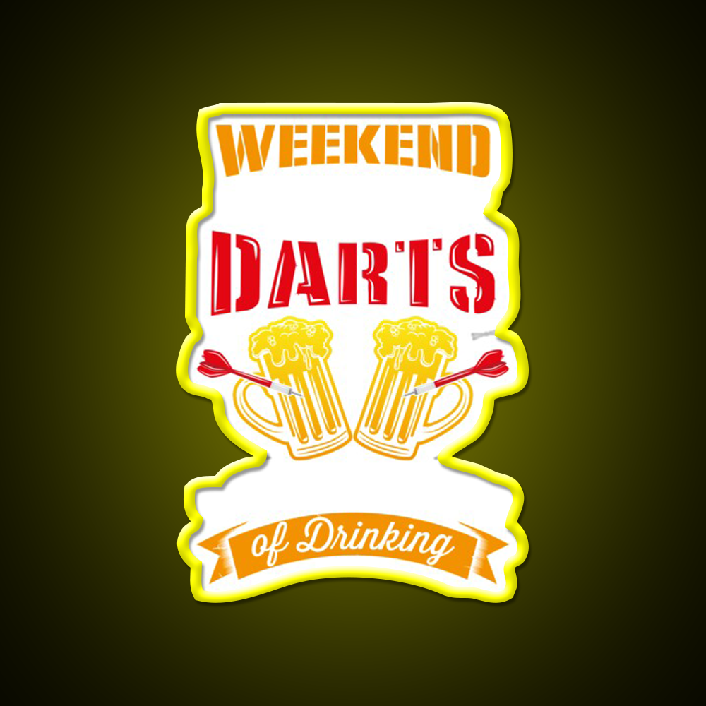 Weekend Forecast Darts With A Drinking Man Cave Bar Led Neon Sign Rgb Color - LED neon sign view 6