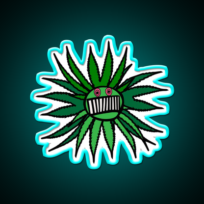 Ween Weed Whore Hemp Inspired Green Leaf Led Neon Sign Rgb Color - Size and dimension reference