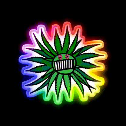 Ween Weed Whore Hemp Inspired Green Leaf Led Neon Sign Rgb Color - LED neon sign close-up detail