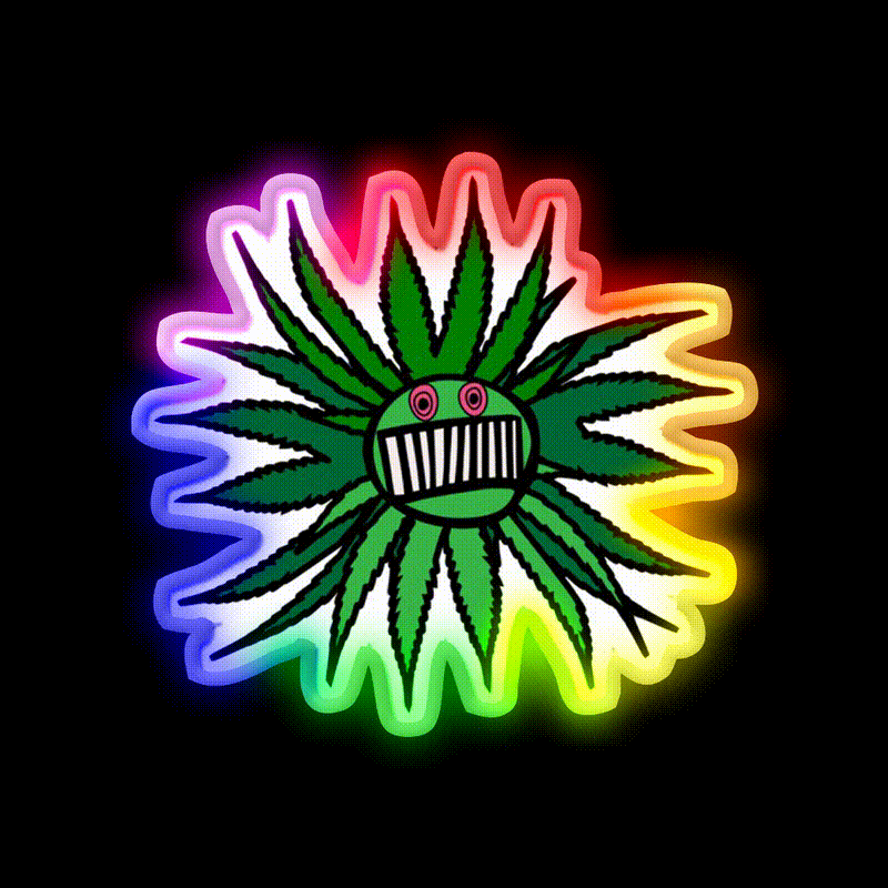 Ween Weed Whore Hemp Inspired Green Leaf Led Neon Sign Rgb Color - LED neon sign close-up detail
