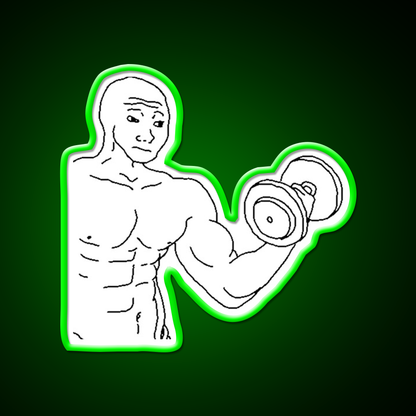 Weight Lifting Bodybuilding Wojak Gym Fitness Led Neon Sign Rgb Color