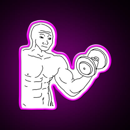 Weight Lifting Bodybuilding Wojak Gym Fitness Led Neon Sign Rgb Color