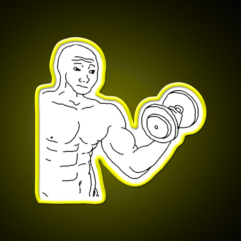 Weight Lifting Bodybuilding Wojak Gym Fitness Led Neon Sign Rgb Color