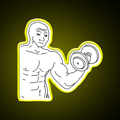 Weight Lifting Bodybuilding Wojak Gym Fitness Led Neon Sign Rgb Color