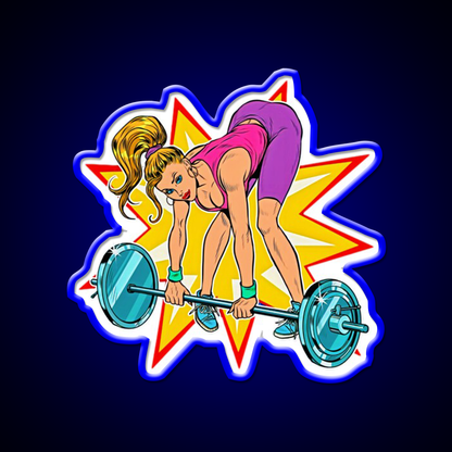 Weight Lifting Deadlift Female Bodybuilder Gym Fitness Led Neon Sign Rgb Color
