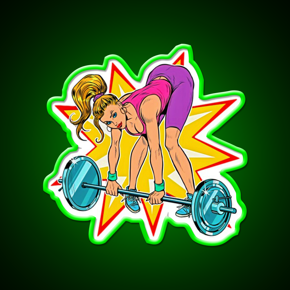 Weight Lifting Deadlift Female Bodybuilder Gym Fitness Led Neon Sign Rgb Color