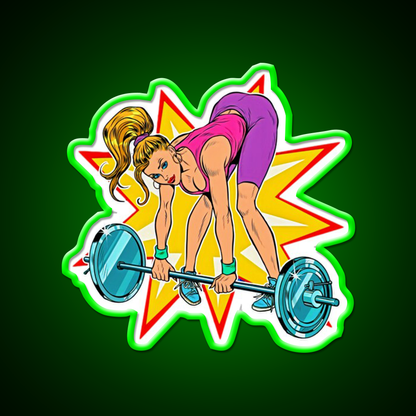 Weight Lifting Deadlift Female Bodybuilder Gym Fitness Led Neon Sign Rgb Color